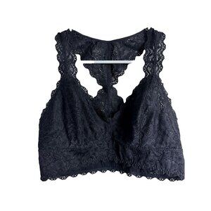 Felina Lingerie Long Line Lace Bralette Black Medium Womens